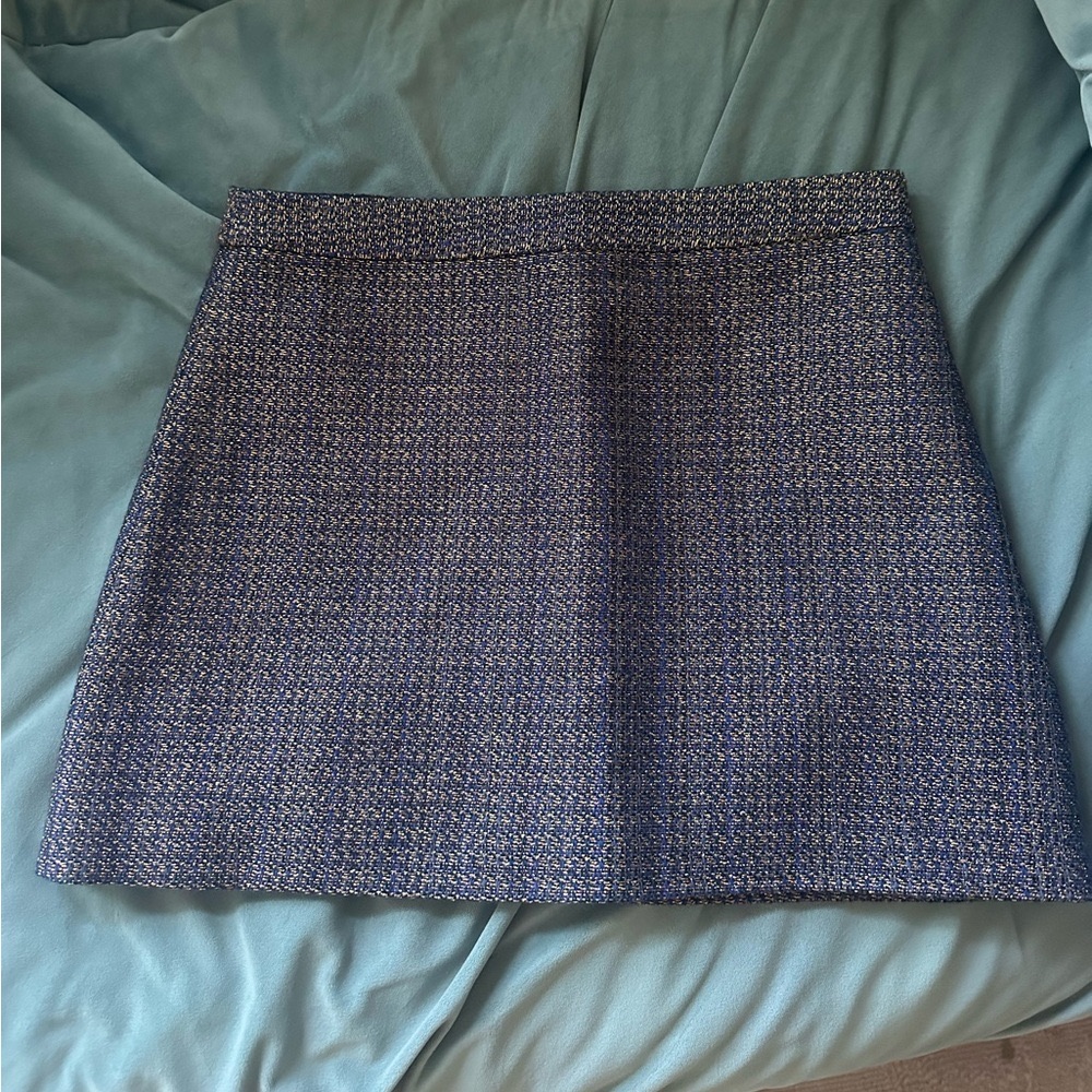 Alice + Olivia Blue And Gold Mini Skirt Size 2